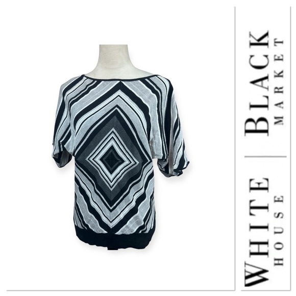 White House Black Market Sweaters - White House Black Market geometric sweater with silver sparkle size large